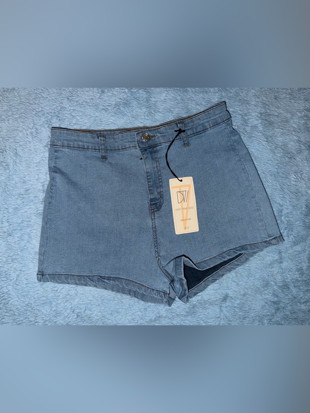 Classic Light Blue Denim High-Rise Jean Shorts